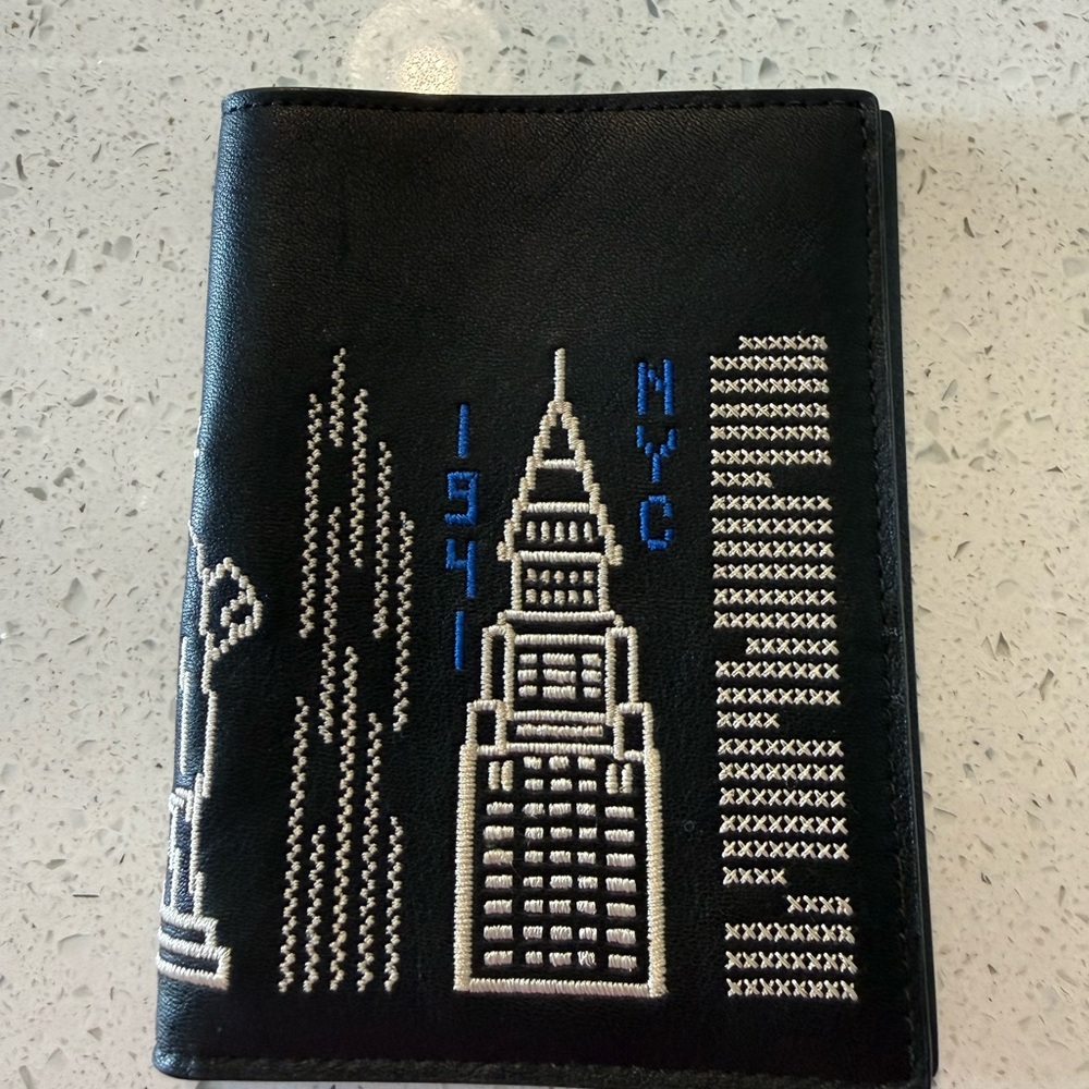 Coach Black Leather Passport Accessory NWOT